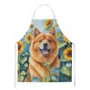 Finnish Spitz in Sunflowers Apron Cooking Kitchen Server Baking Crafts Gardening for Adult Women Men, Unisex, Large, Multicolor