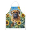 Bullmastiff in Sunflowers Apron Cooking Kitchen Server Baking Crafts Gardening for Adult Women Men, Unisex, Large, Multicolor