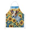 Jack Russell Terrier in Sunflowers Apron Cooking Kitchen Server Baking Crafts Gardening for Adult Women Men, Unisex, Large, Multicolor