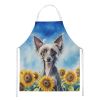 Chinese Crested in Sunflowers Apron Cooking Kitchen Server Baking Crafts Gardening for Adult Women Men, Unisex, Large, Multicolor