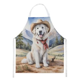 Great Pyrenees Cowboy Welcome Apron Cooking Kitchen Server Baking Crafts Gardening for Adult Women Men, Unisex, Large, Multicolor