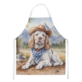 Clumber Spaniel Cowboy Welcome Apron Cooking Kitchen Server Baking Crafts Gardening for Adult Women Men, Unisex, Large, Multicolor
