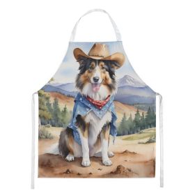 Collie Cowboy Welcome Apron Cooking Kitchen Server Baking Crafts Gardening for Adult Women Men, Unisex, Large, Multicolor