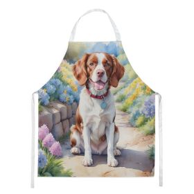Brittany Spaniel Spring Path Apron Cooking Kitchen Server Baking Crafts Gardening for Adult Women Men, Unisex, Large, Multicolor