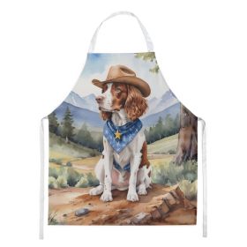 Welsh Springer Spaniel Cowboy Welcome Apron Cooking Kitchen Server Baking Crafts Gardening for Adult Women Men, Unisex, Large, Multicolor