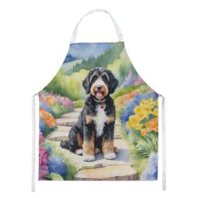 Bernedoodle Spring Path Apron Cooking Kitchen Server Baking Crafts Gardening for Adult Women Men, Unisex, Large, Multicolor