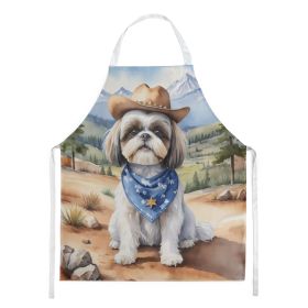 Shih Tzu Cowboy Welcome Apron Cooking Kitchen Server Baking Crafts Gardening for Adult Women Men, Unisex, Large, Multicolor