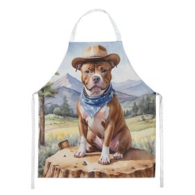 NEW Staffordshire Bull Terrier Cowboy Welcome Apron Cooking Kitchen Server Baking Crafts Gardening for Adult Women Men, Unisex, Large, Multicolor