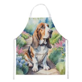 Basset Hound Spring Garden Apron Cooking Kitchen Server Baking Crafts Gardening for Adult Women Men, Unisex, Large, Multicolor