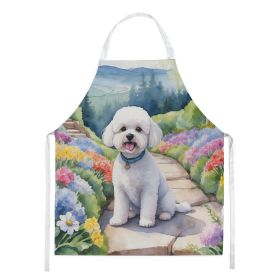 Bichon Frise Spring Path Apron Cooking Kitchen Server Baking Crafts Gardening for Adult Women Men, Unisex, Large, Multicolor