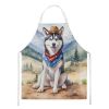 Siberian Husky Cowboy Welcome Apron Cooking Kitchen Server Baking Crafts Gardening for Adult Women Men, Unisex, Large, Multicolor