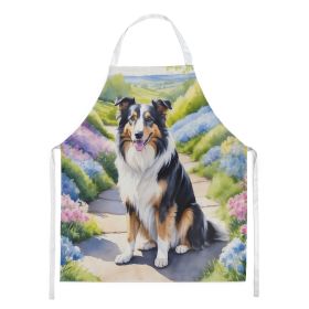 Collie Spring Path Apron Cooking Kitchen Server Baking Crafts Gardening for Adult Women Men, Unisex, Large, Multicolor