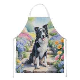 Border Collie Spring Path Apron Cooking Kitchen Server Baking Crafts Gardening for Adult Women Men, Unisex, Large, Multicolor