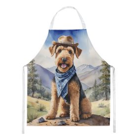 Airedale Terrier Cowboy Welcome Apron Cooking Kitchen Server Baking Crafts Gardening for Adult Women Men, Unisex, Large, Multicolor