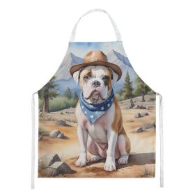 American Bulldog Cowboy Welcome Apron Cooking Kitchen Server Baking Crafts Gardening for Adult Women Men, Unisex, Large, Multicolor