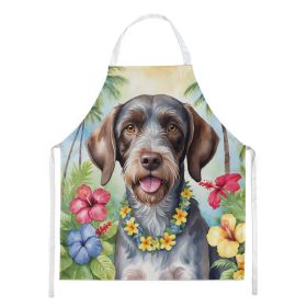 German Wirehaired Pointer Luau Apron Cooking Kitchen Server Baking Crafts Gardening for Adult Women Men, Unisex, Large, Multicolor