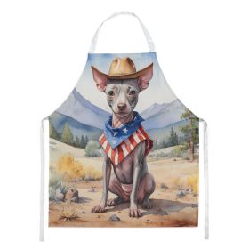 American Hairless Terrier Cowboy Welcome Apron Cooking Kitchen Server Baking Crafts Gardening for Adult Women Men, Unisex, Large, Multicolor
