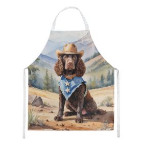 American Water Spaniel Cowboy Welcome Apron Cooking Kitchen Server Baking Crafts Gardening for Adult Women Men, Unisex, Large, Multicolor
