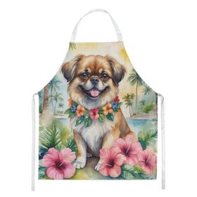 Tibetan Spaniel Luau Apron Cooking Kitchen Server Baking Crafts Gardening for Adult Women Men, Unisex, Large, Multicolor