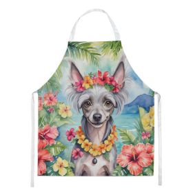 Chinese Crested Luau Apron Cooking Kitchen Server Baking Crafts Gardening for Adult Women Men, Unisex, Large, Multicolor