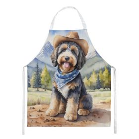 Bernedoodle Cowboy Welcome Apron Cooking Kitchen Server Baking Crafts Gardening for Adult Women Men, Unisex, Large, Multicolor