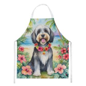 Tibetan Terrier Luau Apron Cooking Kitchen Server Baking Crafts Gardening for Adult Women Men, Unisex, Large, Multicolor