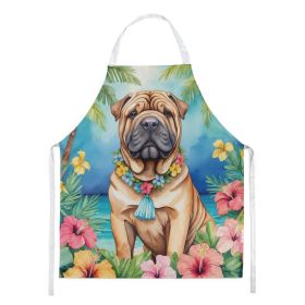 Shar Pei Luau Apron Cooking Kitchen Server Baking Crafts Gardening for Adult Women Men, Unisex, Large, Multicolor