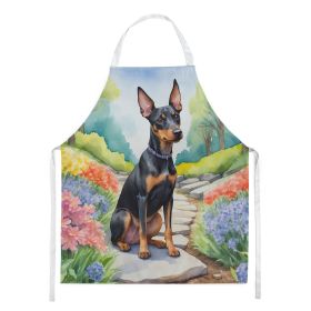 Manchester Terrier Spring Path Apron Cooking Kitchen Server Baking Crafts Gardening for Adult Women Men, Unisex, Large, Multicolor