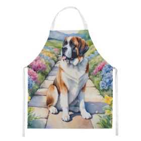 Saint Bernard Spring Path Apron Cooking Kitchen Server Baking Crafts Gardening for Adult Women Men, Unisex, Large, Multicolor