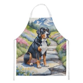 Greater Swiss Mountain Dog Spring Path Apron Cooking Kitchen Server Baking Crafts Gardening for Adult Women Men, Unisex, Large, Multicolor