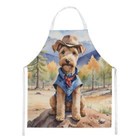 Lakeland Terrier Cowboy Welcome Apron Cooking Kitchen Server Baking Crafts Gardening for Adult Women Men, Unisex, Large, Multicolor