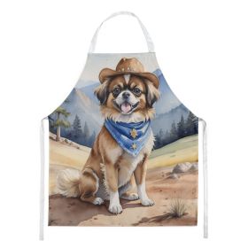 Tibetan Spaniel Cowboy Welcome Apron Cooking Kitchen Server Baking Crafts Gardening for Adult Women Men, Unisex, Large, Multicolor