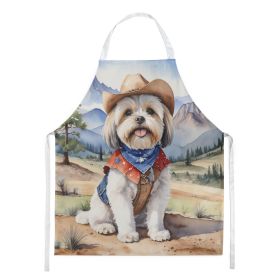 Lhasa Apso Cowboy Welcome Apron Cooking Kitchen Server Baking Crafts Gardening for Adult Women Men, Unisex, Large, Multicolor
