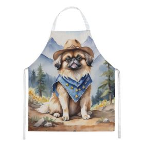 Pekingese Cowboy Welcome Apron Cooking Kitchen Server Baking Crafts Gardening for Adult Women Men, Unisex, Large, Multicolor