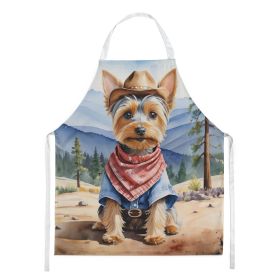 Silky Terrier Cowboy Welcome Apron Cooking Kitchen Server Baking Crafts Gardening for Adult Women Men, Unisex, Large, Multicolor