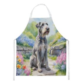 Irish Wolfhound Spring Path Apron Cooking Kitchen Server Baking Crafts Gardening for Adult Women Men, Unisex, Large, Multicolor