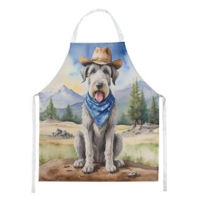 Irish Wolfhound Cowboy Welcome Apron Cooking Kitchen Server Baking Crafts Gardening for Adult Women Men, Unisex, Large, Multicolor
