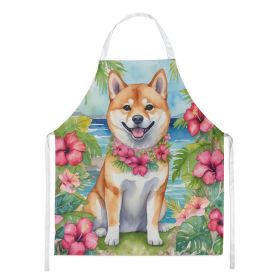Shiba Inu Luau Apron Cooking Kitchen Server Baking Crafts Gardening for Adult Women Men, Unisex, Large, Multicolor