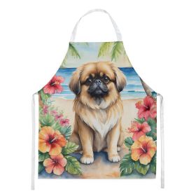 Pekingese Luau Apron Cooking Kitchen Server Baking Crafts Gardening for Adult Women Men, Unisex, Large, Multicolor