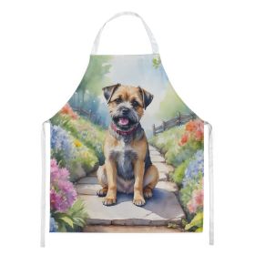 Border Terrier Spring Path Apron Cooking Kitchen Server Baking Crafts Gardening for Adult Women Men, Unisex, Large, Multicolor