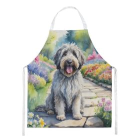 Bergamasco Sheepdog Spring Path Apron Cooking Kitchen Server Baking Crafts Gardening for Adult Women Men, Unisex, Large, Multicolor