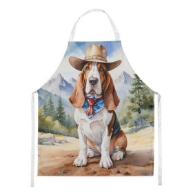 Basset Hound Cowboy Welcome Apron Cooking Kitchen Server Baking Crafts Gardening for Adult Women Men, Unisex, Large, Multicolor