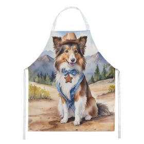 Sheltie Cowboy Welcome Apron Cooking Kitchen Server Baking Crafts Gardening for Adult Women Men, Unisex, Large, Multicolor