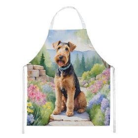 Airedale Terrier Spring Garden Apron Cooking Kitchen Server Baking Crafts Gardening for Adult Women Men, Unisex, Large, Multicolor