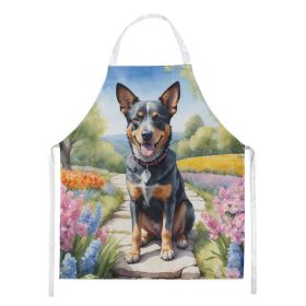 Australian Cattle Dog Spring Garden Apron Cooking Kitchen Server Baking Crafts Gardening for Adult Women Men, Unisex, Large, Multicolor