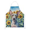 American Hairless Terrier in Sunflowers Apron Cooking Kitchen Server Baking Crafts Gardening for Adult Women Men, Unisex, Large, Multicolor