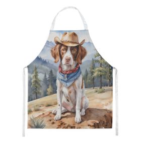 Brittany Spaniel Cowboy Welcome Apron Cooking Kitchen Server Baking Crafts Gardening for Adult Women Men, Unisex, Large, Multicolor