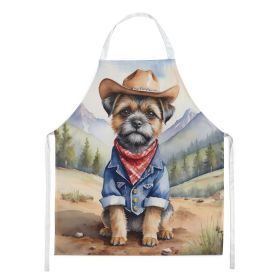 Border Terrier Cowboy Welcome Apron Cooking Kitchen Server Baking Crafts Gardening for Adult Women Men, Unisex, Large, Multicolor