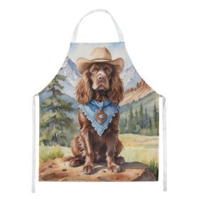 Sussex Spaniel Cowboy Welcome Apron Cooking Kitchen Server Baking Crafts Gardening for Adult Women Men, Unisex, Large, Multicolor