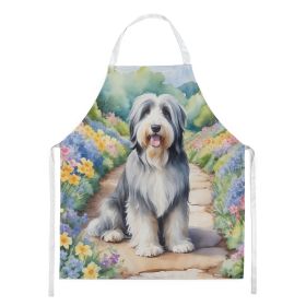 Bearded Collie Spring Garden Apron Cooking Kitchen Server Baking Crafts Gardening for Adult Women Men, Unisex, Large, Multicolor